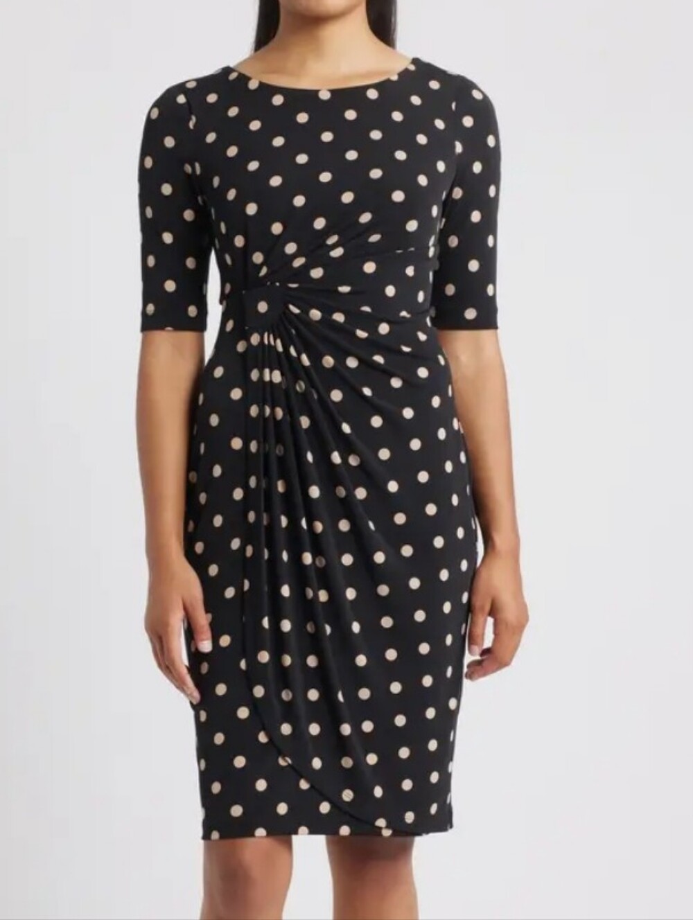Connected Apparel Twist-Front Midi Dress